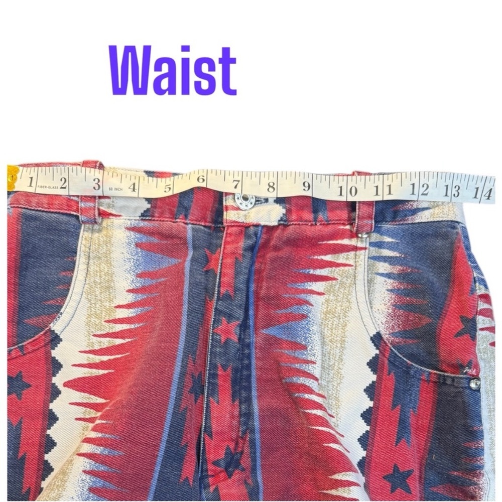 Vintage High Waisted Southwest Tribal Western Y2K Star Stripe Shorts size 7 - Picture 4 of 10